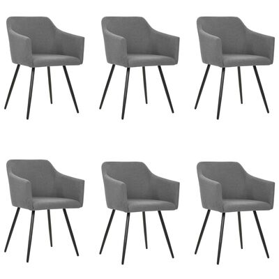 vidaXL Трапезни столове, 6 бр, светлосиви, текстил