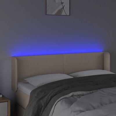 vidaXL LED Горна табла за легло, капучино, 147x16x78/88 см