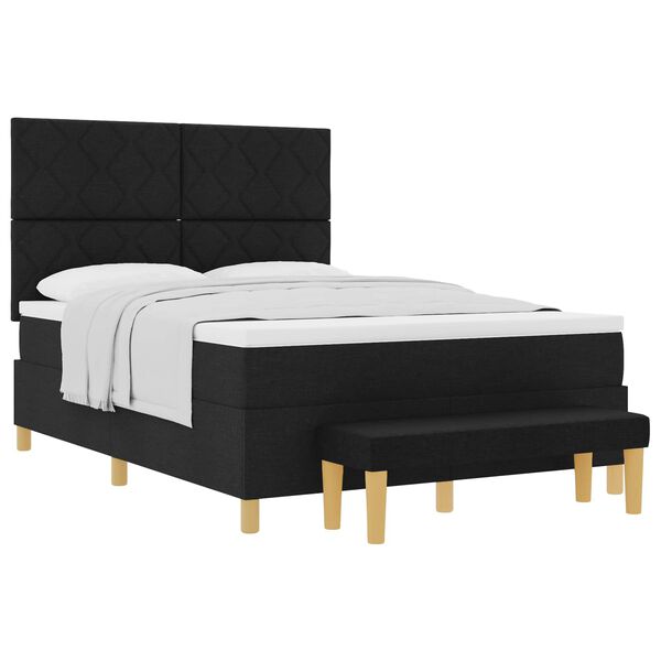 vidaXL Легло с пружинирана основа с матрак Черно 160 x 200 cm текстил