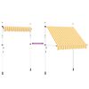 vidaXL Ръчно прибиращ се сенник, 200 см, оранжеви и бели ивици