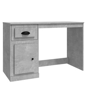 vidaXL Бюро с чекмедже, бетонно сиво, 115x50x75 см, инженерно дърво