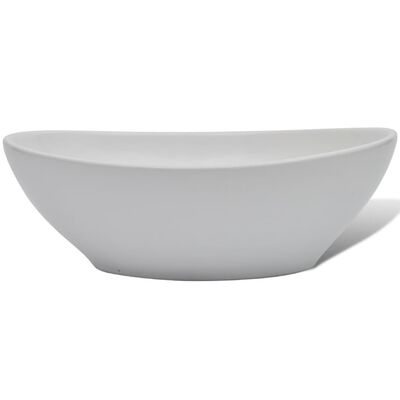 vidaXL Керамична мивка, 40x33 см, овална, бяла