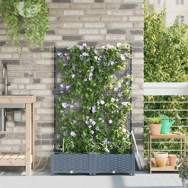 vidaXL Градинска саксия 2 pcs Светло сиво Стомана