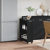 vidaXL Шкаф с колелца, черен, 60x22x79 см, инженерно дърво