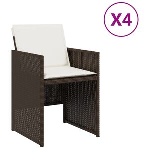 vidaXL Градински столове с възглавници, 4 бр, кафяви, полиратан