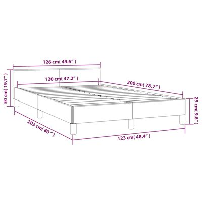vidaXL Рамка за легло с табла, светлосива, 120x200 см, кадифе