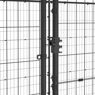 vidaXL Външна клетка за кучета с покрив, стомана, 12,1 м²