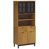 vidaXL Висок шкаф със стъклени врати FLAM 80x40x180 см бор масив
