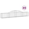 vidaXL Габионни кошници арка 9 бр 300x30x40/60 см поцинковано желязо