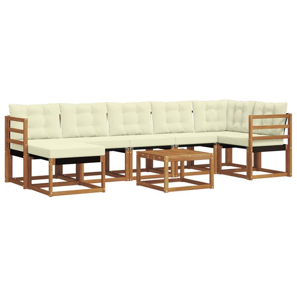 vidaXL Комплект дивани за открито 8 pcs Натурален и Крема