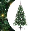 vidaXL Изкуствена коледна елха с подсветка Зелен 150 cm ПВЦ