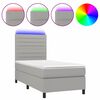 vidaXL Боксспринг легло с матрак и LED, светлосиво, 90x190 см, плат