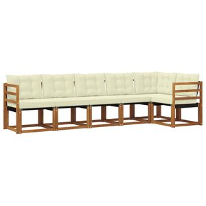 vidaXL Комплект дивани за открито 6 pcs Натурален и Крема