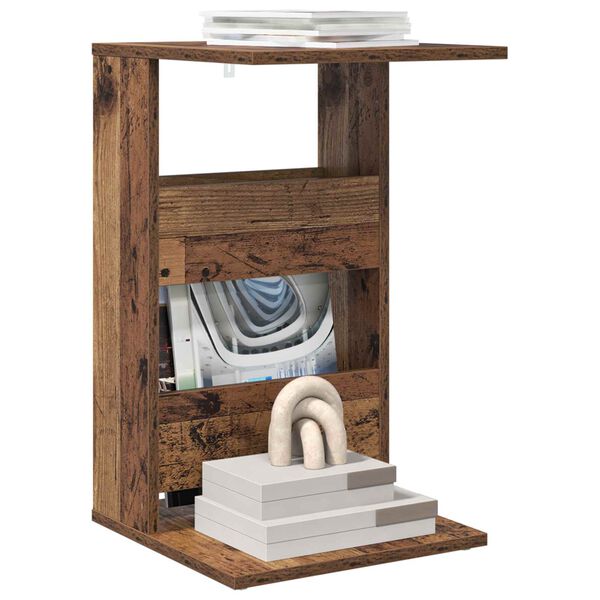 vidaXL Странична маса Старо дърво 40 x 35 x 60,5 см Инженерно дърво