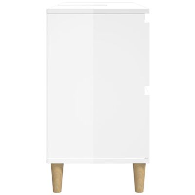 vidaXL Шкаф за мивка, бял гланц, 80x33x60 см, инженерно дърво