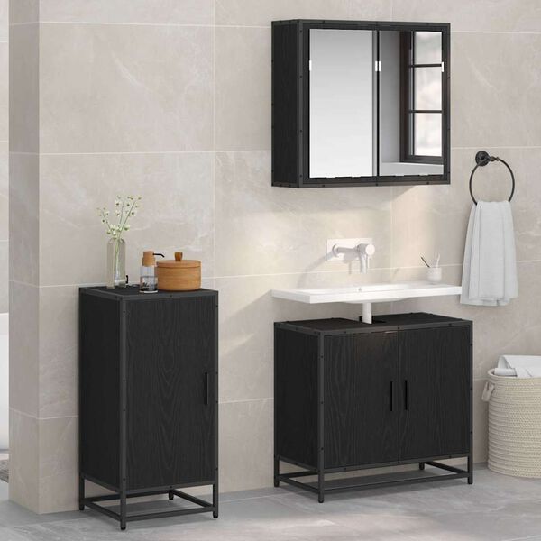 vidaXL Служебен шкаф Черен дъб 35 x 35.5 x 76 см Инженерно дърво