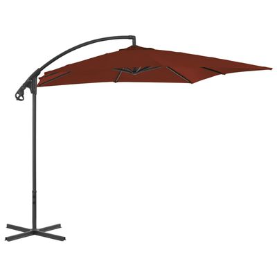vidaXL Градински чадър чупещо рамо и стоманен прът 250x250 см теракота