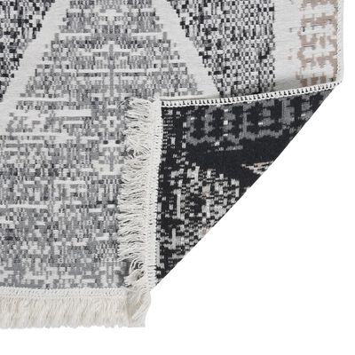 vidaXL Килим, черно и сиво, 100x200 см, памук