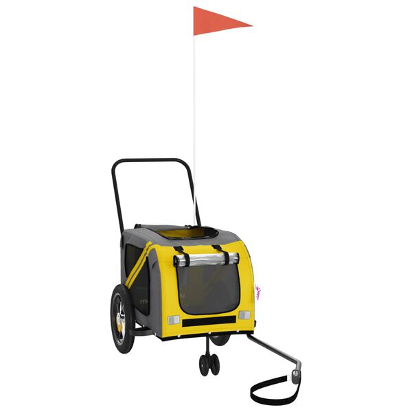 vidaXL Ремарке за колело за любимци жълт и черен Оксфорд плат и желязо