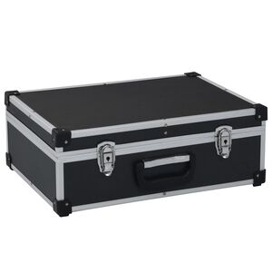 vidaXL Куфар за инструменти 46x33x16 см черен алуминий