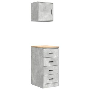 vidaXL гаражни шкафове, 2 бр, бетонно сиви, инженерно дърво