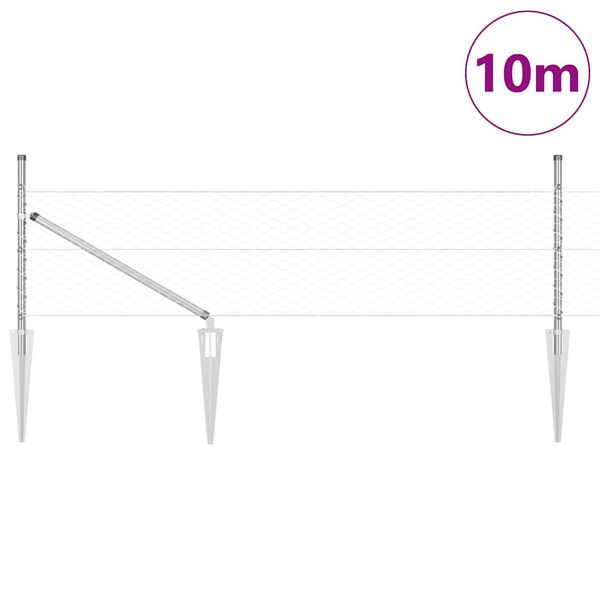 vidaXL Стълб за ограда. Сребрист 10 x 0,4 м (36 мм мрежа) Стомана
