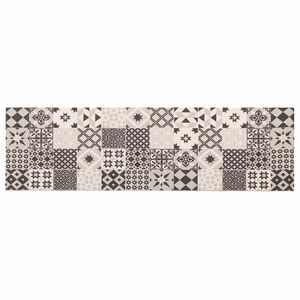 vidaXL Килим за кухня сива мозайка 150 x 45 см 100% Полиамид Пере се