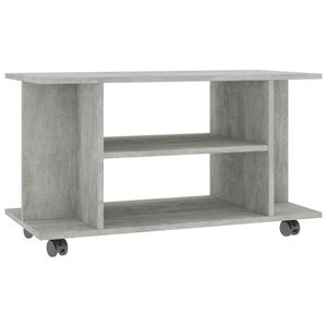 vidaXL ТВ шкаф с колелца, бетонно сиво, 80x40x45 см, инженерно дърво