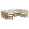 vidaXL Комплект дивани за открито 9 pcs Натурално Полиестер