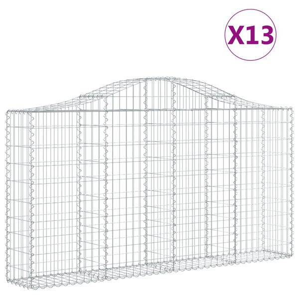 vidaXL Габионни кошници арка 13 бр 200x30x100/120см поцинковано желязо