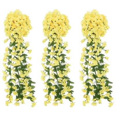 vidaXL Гирлянди от изкуствени цветя 3 бр жълти 85 см
