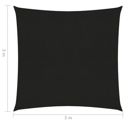 vidaXL Платно-сенник, 160 г/м², черно, 3x3 м, HDPE