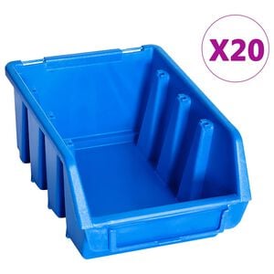 vidaXL Стифиращи контейнери за съхранение 20 бр сини пластмаса