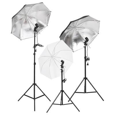 vidaXL Комплект студийно осветление със стативи и чадъри