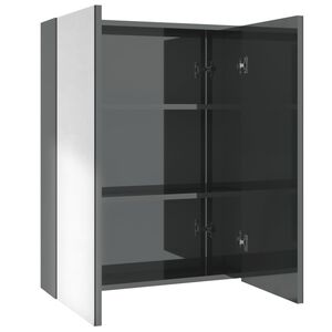 vidaXL Шкаф с огледало за баня, 60x15x75 см, МДФ, сив гланц