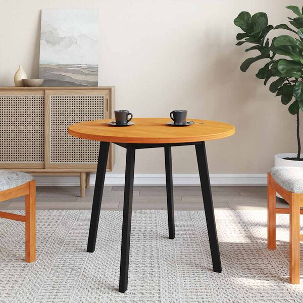 vidaXL Плот за маса, кръгъл, восъчнокафяв, &Oslash;80x2,5 см, бор масив