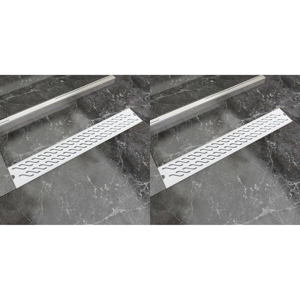 vidaXL Линейни сифони, 2 бр, вълни, 730x140 мм, неръждаема стомана