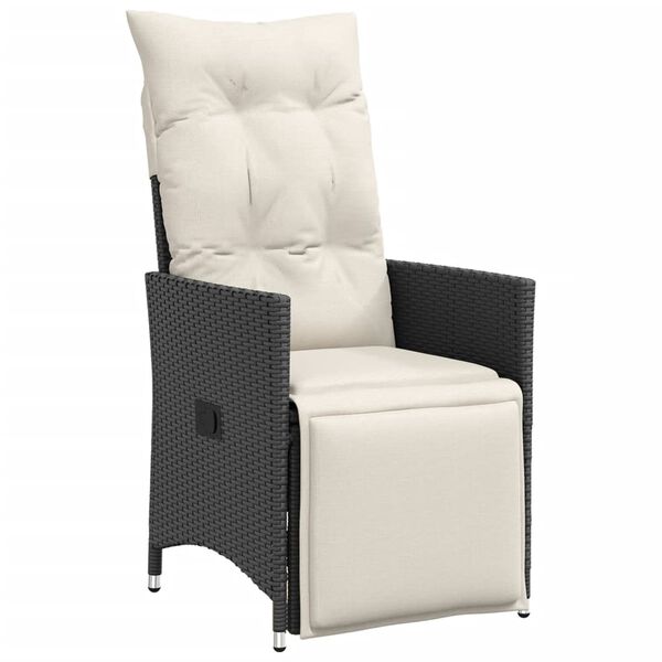 vidaXL Градински бистро комплект с възглавници 11части черен полиратан