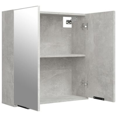 vidaXL Шкаф за баня с огледало, бетонно сив, 64x20x67 см