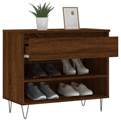 vidaXL Шкаф за обувки, кафяв дъб, 70x36x60 см, инженерно дърво