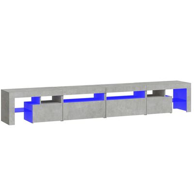 vidaXL ТВ шкаф с LED осветление, бетонно сив, 260x36,5x40 см
