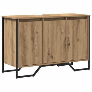 vidaXL Шкаф за мивка в баня Дъб 91 x 35 x 60 см Инженерна дървесина