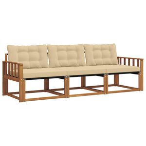vidaXL Комплект дивани за открито 3 pcs Натурален и Бежов
