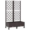 vidaXL Градински сандък с решетка и колела Кафяво 80 x 40 x 131,5 см