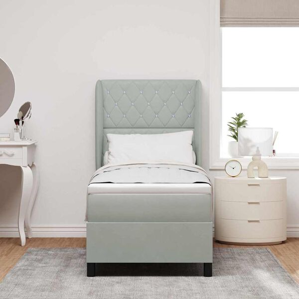 vidaXL Легло с пружинирана основа Светлосиво 200 x 80 см Полиестер