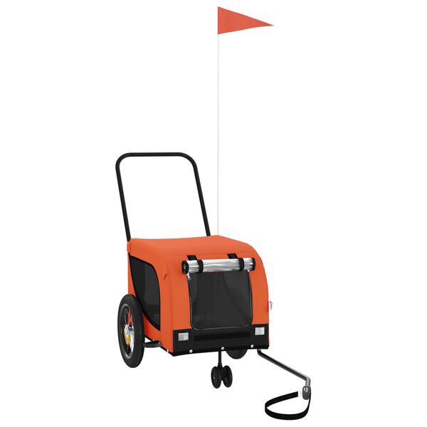 vidaXL Ремарке за колело за любимци оранжев черен Оксфорд плат желязо