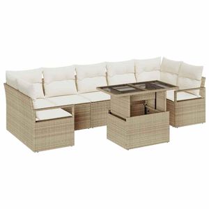 vidaXL Градински Софа Комплект със съхранение 8 pcs Бежово Полиратан