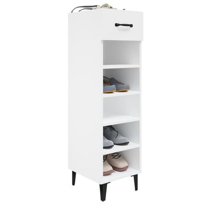 vidaXL Шкаф за обувки, бял гланц, 30x35x105 см, инженерно дърво