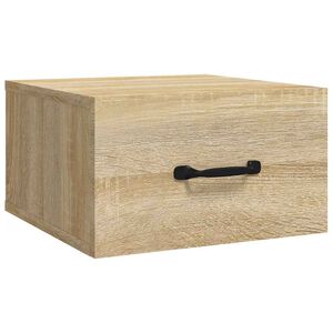 vidaXL Нощно шкафче за стенен монтаж, сонома дъб, 35x35x20 см