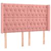 vidaXL LED горна табла за легло, розова, 147x16x118/128 см, кадифе